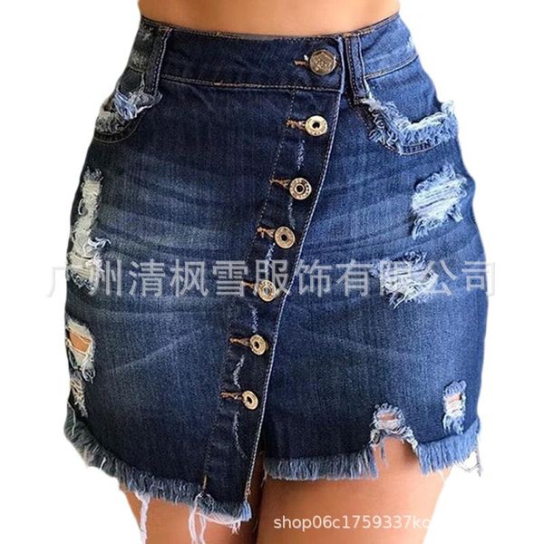 

skirts denim mini woman button high waist womens, Black