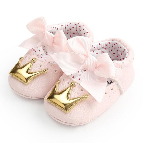 

lxa-spring autumn butterfly cute crown anti-slip toddler shoes princess baby soft soled indoor crib first walkers