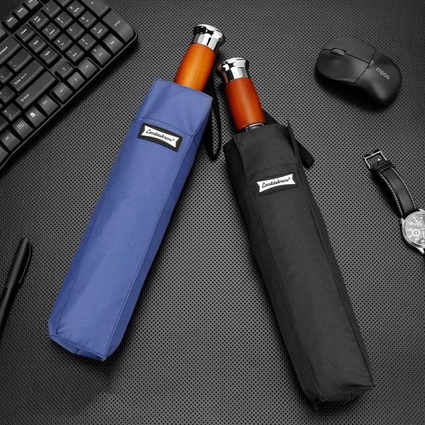 

umbrellas osdonna double-layer business automatic umbrella to increase the surface wind and rain folding black
