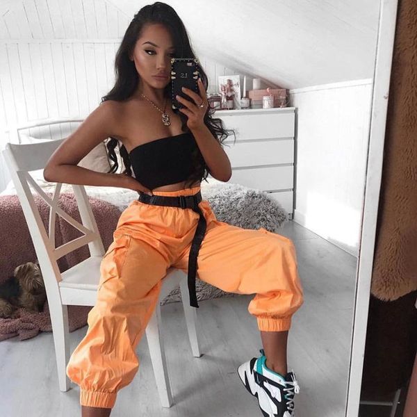 

women's pants & capris 2021 street fashion pockets loose casual harem women vintage hip hop trousers workout cool ladies sweat pantlons, Black;white