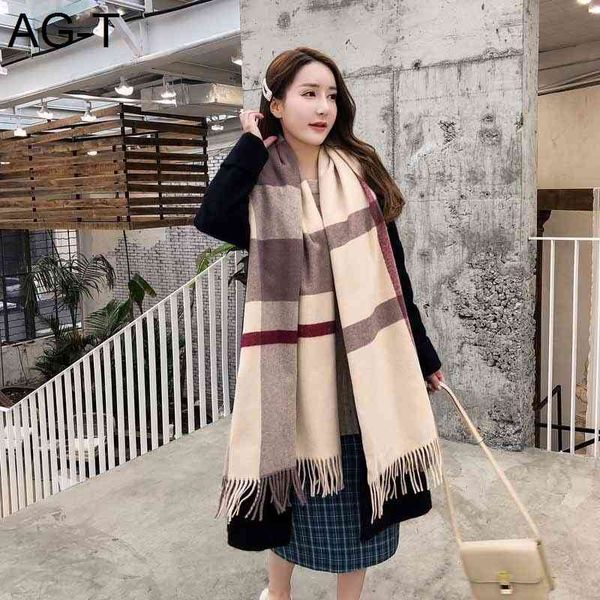 

women lady fashion winter warm scarf cashmere long wrap shawl plaid knit scarf pashmina gift, Blue;gray
