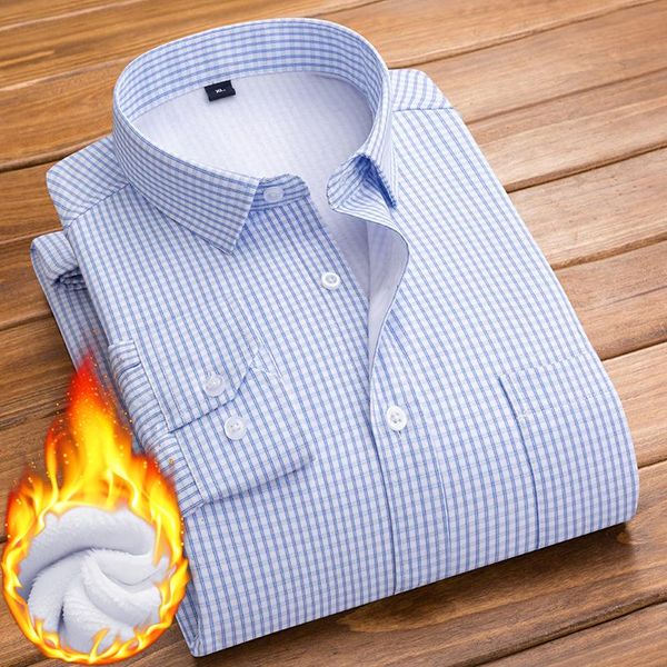 

autumn/winter men's plus velvet shirt fashion striped thick warm printing long-sleeved business for men casual shirts, White;black