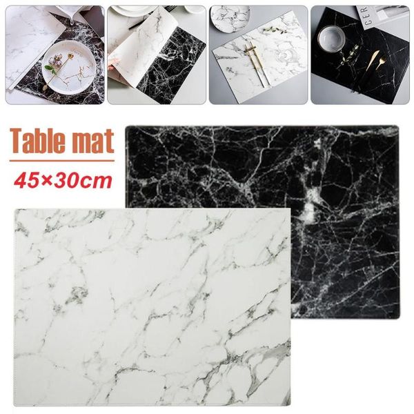 

mats & pads 1 pcs pvc placemats tableheat oil resistant washable table marble pattern tableware pad placemat mat