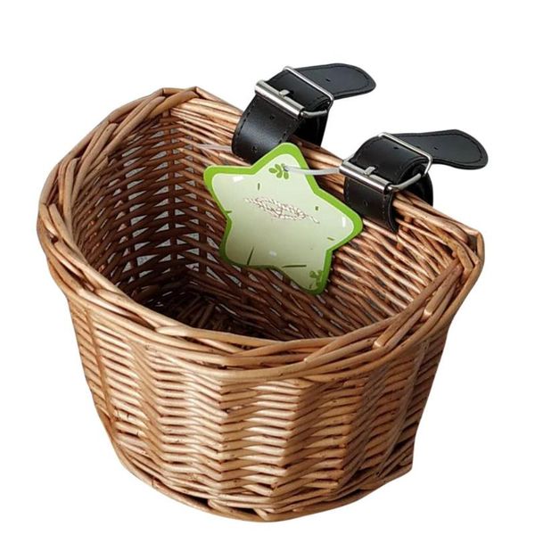 

wicker bike basket cargo bag child bicycle front handlebar mount hand-woven rattan storage holder for part car & truck racks