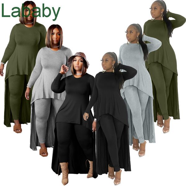 

women two piece pants set designer tracksuits solid color casual irregular leggings ladies sportwear 3 colours, White