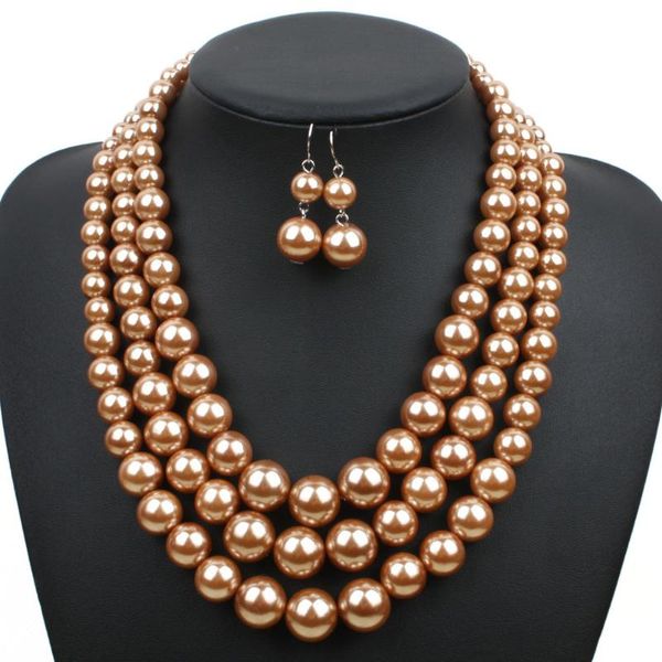 

fashion multilayer white imitation pearl choker with metal slice fixation wide bib necklace jewelry for charm women chokers, Golden;silver