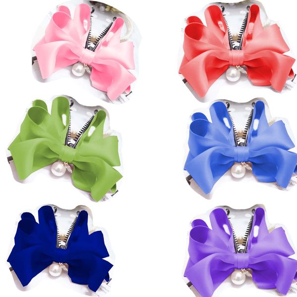 

2021 new hair claws sweet hairpin cute ribbon bow imitation pearl banana clip women fashion accessories 10pcs., Slivery;white