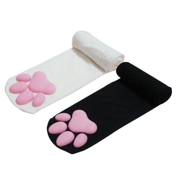 

3d cat claw stockings meat cushion knee socks stereo girlfriend gift sports, Black