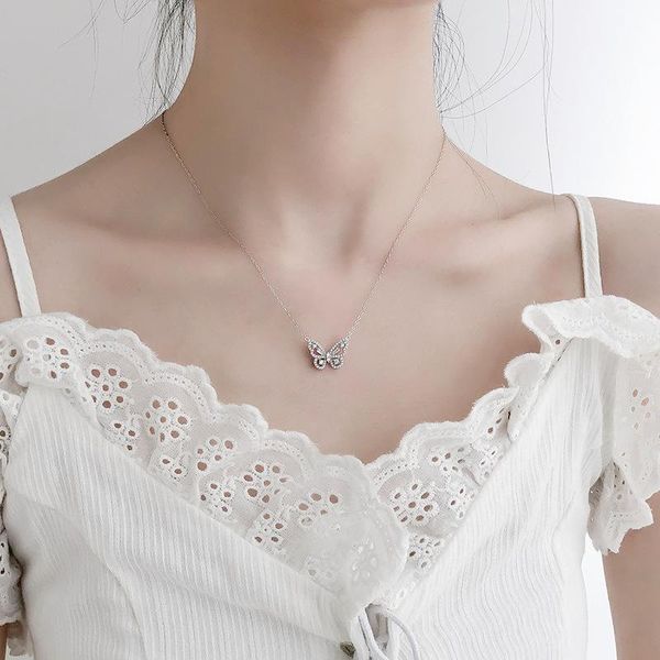 

chains the butterfly necklace femininity luxury design contracted clavicle chain, Silver