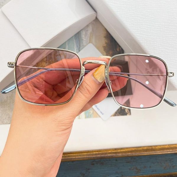 

outdoor eyewear square metal frame women sunglasses driving style pink lens men