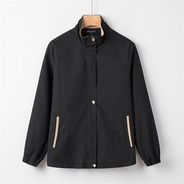 

plus size black red long sleeved a-line spring autummn jackets oversized zipper up outerwear women's, Black;brown