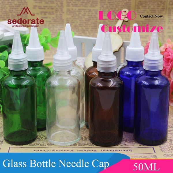 

storage bottles & jars sedorate 20 pcs/lot 50ml needle cap glass amber dropper refillable containers logo print ym021