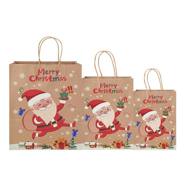 

gift wrap 3/5pcs christmas candy cookie kraft paper packaging bag for home party decoration xmas year navidad 2022
