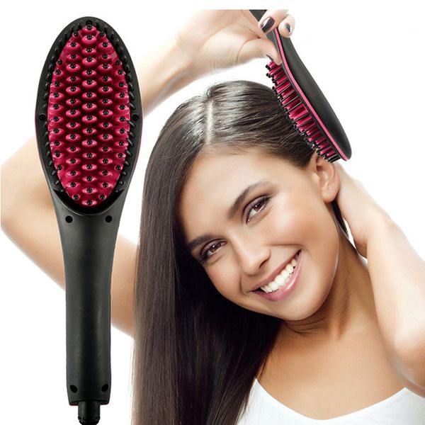 

hair straightener brush ceramic ionic fast straightening hair comb flat iron lcd display ptc heater straight hair styling