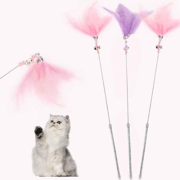 

cat toys funny cats toy feathers teaser with bells pet training interactive sticks supplies