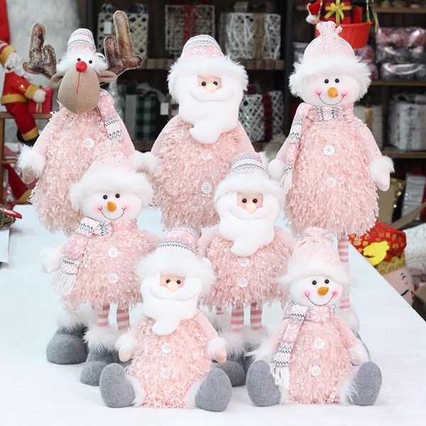 Decorações de Natal 33cm/66cm decoração retrátil Rosa Rosa Velho Man Snowman de 2022 anos Girl Girt