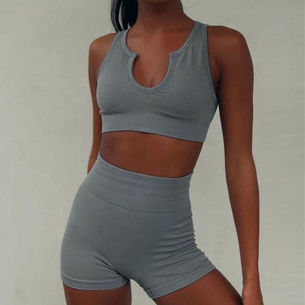 

yoga outfit women's summer set bra shorts outdoor sports straps backless seamless crop high waist workou fitness shirts