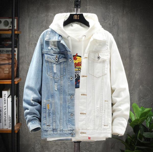 

men's slim denim jacket 2021 products european and american style yin yang 2 colors coats long sleeve trendy cloth jackets, Black;brown