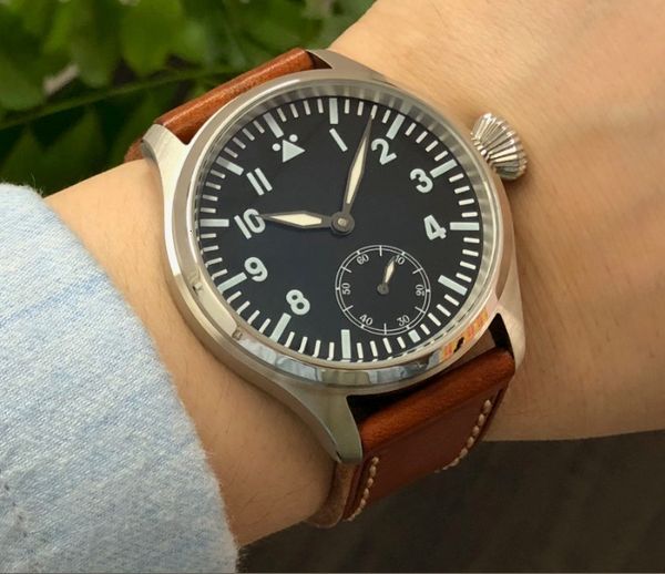 

47mm no asian 6498 17 jewelry mechanical hand wind movement gentlemen clock lightseller 11-21, Slivery;brown