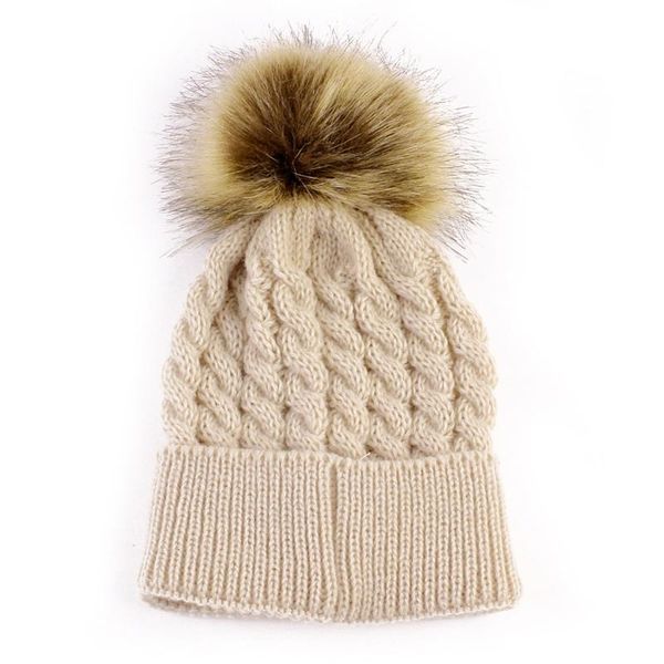 

caps & hats n0hd baby toddler girls boys warm winter fur pom hat knit beanie crochet ski ball, Yellow