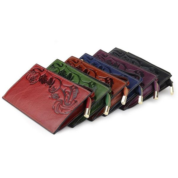 

wallets multi-function ladies wallet purses genuine cow leather real mini daily clutch purse credit/id card license collection, Red;black
