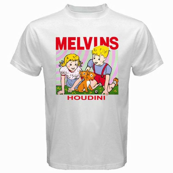 

the melvins houdini men's white t-shirt size s to 3xl, White;black