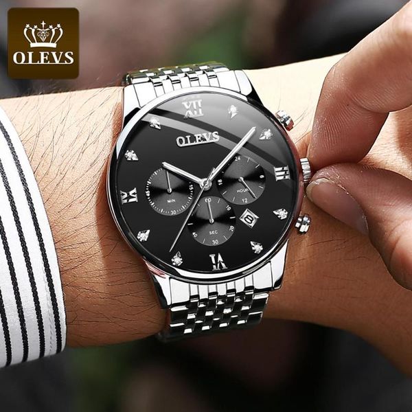 

wristwatches relogio masculino mens steel watch fashion chronograph date quartz waterproof analog clock erkek kol saati reloj hombre, Slivery;brown