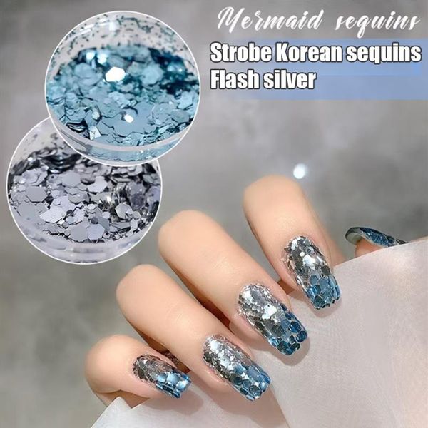 

nail glitter 2 boxes/2 colors art decor ring flakes mixed size manicure sequin spangle girls fashion diy, Silver;gold