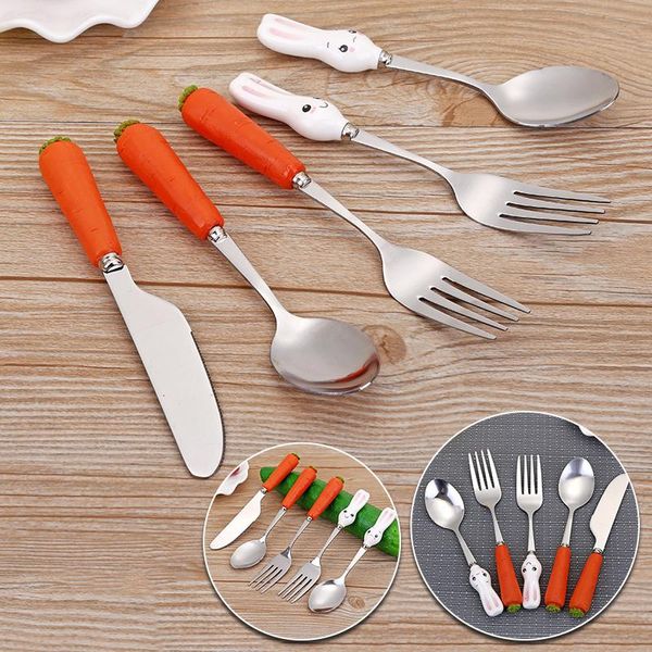 

spoons baby feeding spoon stainless steel tableware dessert for children fork gadgets feed kid children's cutlery kids
