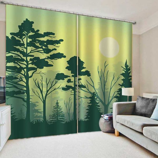 

curtain & drapes modern green curtains nature scenery for living room bedroom brief tree cortina drape kitchen window