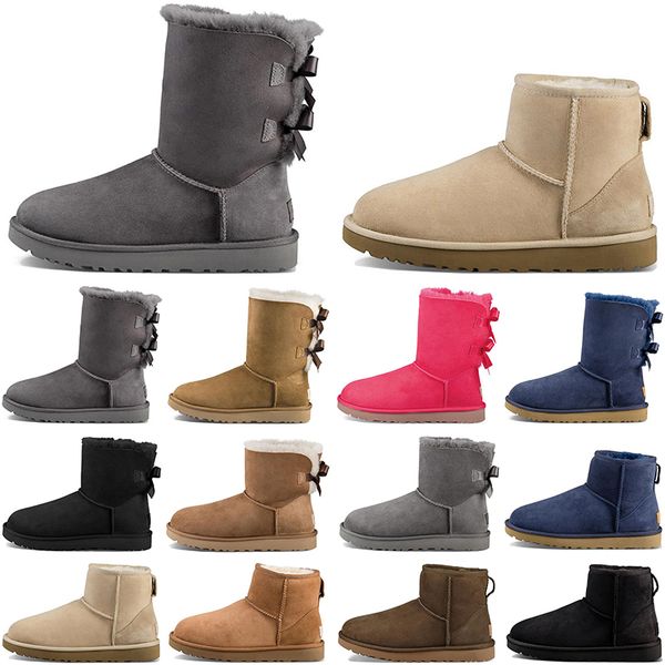 

designer australian women wgg boots casual shoes classic snow fashion australia ankle short bow fur winter black chestnut boot quality