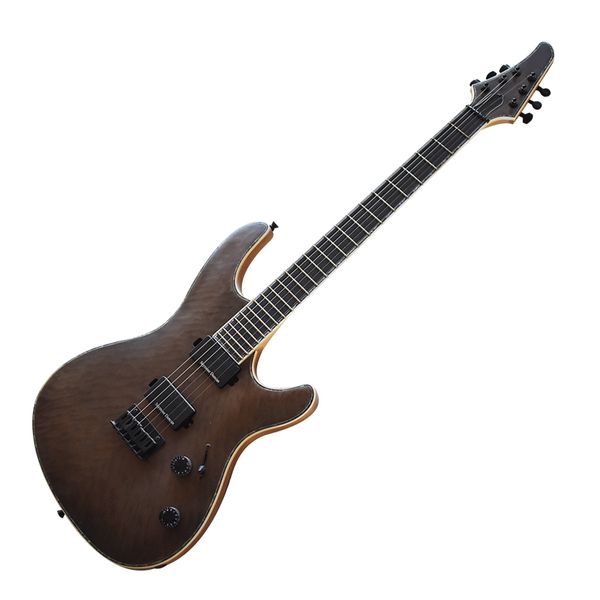 

factory outlet-6 strings black neck-thru-body electric guitar with 24 frets,rosewood fretboard