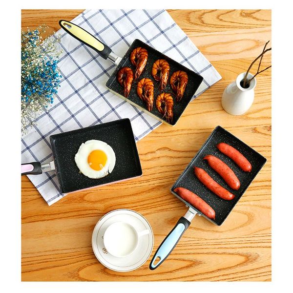 

fried eggs pans non-stick japanese-style mini frying pan heat resistant handle skillet kitchen cookware aluminium alloy
