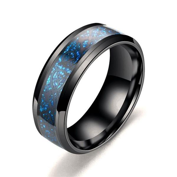 Anéis de casamento Vintage Blue Black Men Jewelry Aço inoxidável para mulheres Dragon Dragon Anel