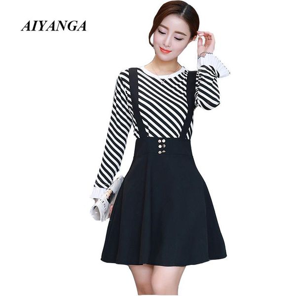 

women's two piece pants high waist strap skirts 2 pieces 2021 autumn women sets long sleeve striped casual tracksuit female spaghetti, White