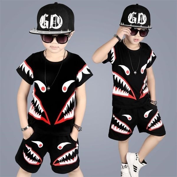 New Summer Kids Ragazzi Vestiti Abiti T-Shirt + Pantaloni Hip Hop Set Streetwear Baby Tuta Set di abbigliamento per bambini 4 6 8 1012 anni 210326