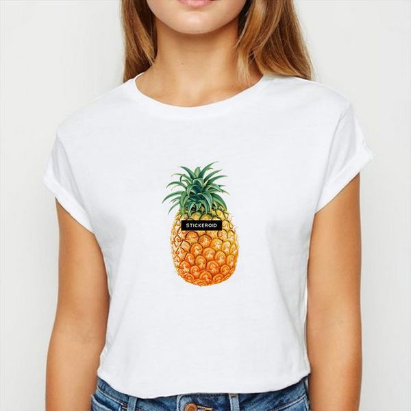 

and women pineapple fruits mens t shirt harajuku loose womens spring summer easy matching white round collar shirts, White;black