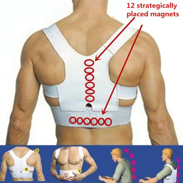 

printe customized brace support belt adjustable back posture corrector clavicle spine shoulder lumbar correction, Black;blue