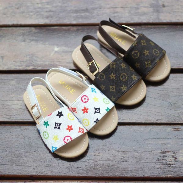 

children kid girls sandals designer summer shoes 2022 baby toddler slide sandal beach pool flip flops slippers waterproof pu leather flats s, Black;red