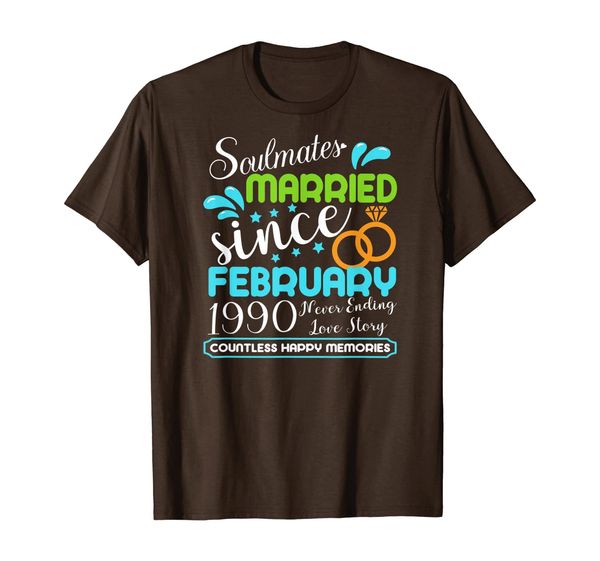 

married since february 1990, 30th wedding anniversary t-shirt, White;black