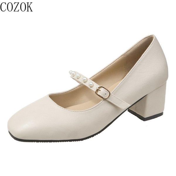 

dress shoes thick heel shallow mouth women's single casual fashion versatile mature ribbon pearl decoration elegant, Black