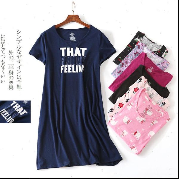 

summer plus size 3xl sleepshirt womens sleepwears cartoon nightgown soft cotton nightdress female short sleeve o neck sleeping dress, Black;red