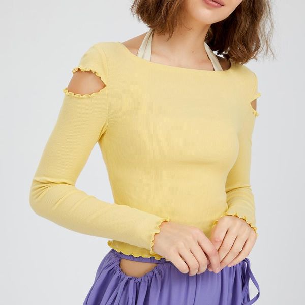 

yoga outfit sports shirt women long sleeve slim-fitting workout running breathable fitness crop female gym sweatshirt clothing