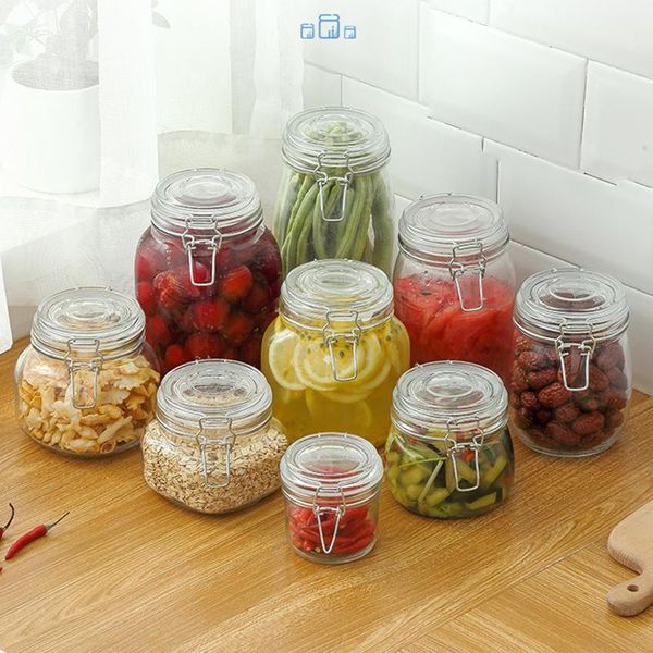 

storage bottles & jars stainless steel buckle glass can bottle with lid food honey nuts and grains sealed