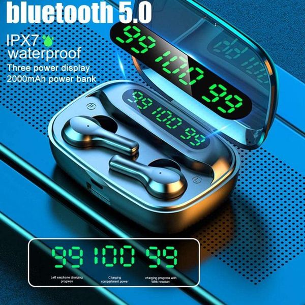 

wireless bluetooth 5.0 earphone noise cancellation earphones in ear with 2000mah charging case ipx7 waterproof and sweatproof headphones