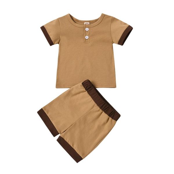 

clothing sets born baby boys 2-piece outfit set short sleeve color block +shorts for kids, White