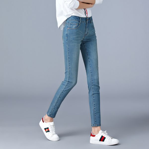 

2011Jeans for woman high waist plus size full Length skinny pencil black blue Denim pants 100kg, Black yr918