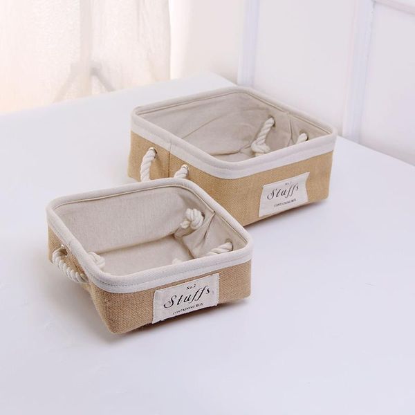 

storage baskets jute basket fabric sundries with rope handle portable deskorganizer 3 shapes 2 sizes xh8z