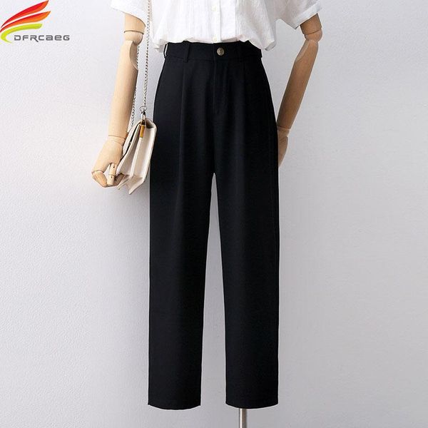 

women's pants & capris black for women 2021 autumn arrivals high waist ankle-length office wear trousers quality ladies pantalones, Black;white