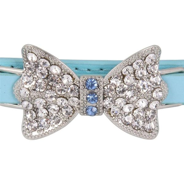 

dog collars & leashes rhinestone bow pu leather cat small leash pet outdoor running walking line chihuahua puppy leads supplies 120cm